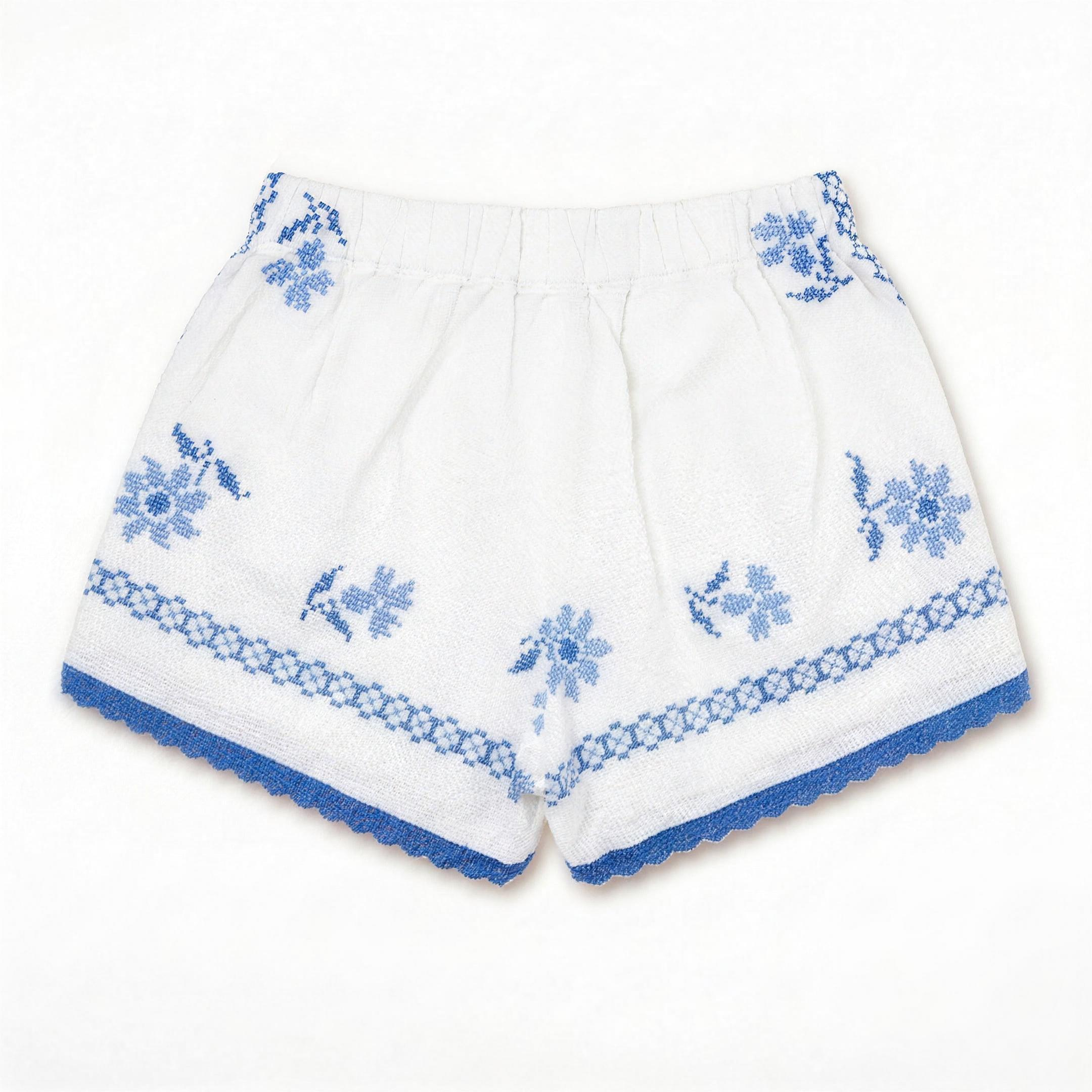 Shorts Ortensia DELAMIA — vista posteriore della fioritura azzurra