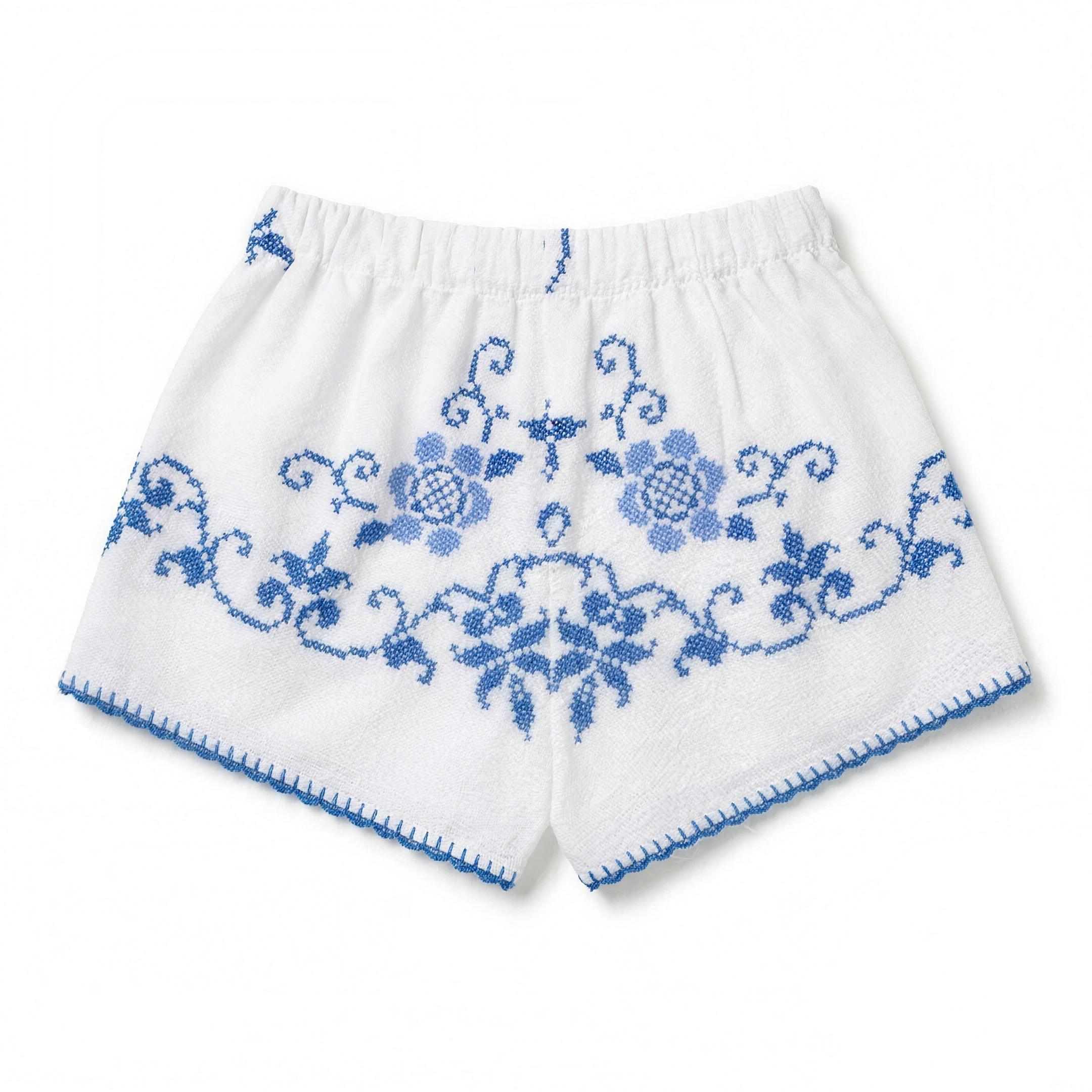 Shorts Mattino DELAMIA — vista posteriore delle roselline azzurre